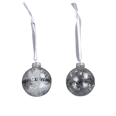 Set de deux boules Joyeux noel argente DOUCEUR D'INTÉRIEUR