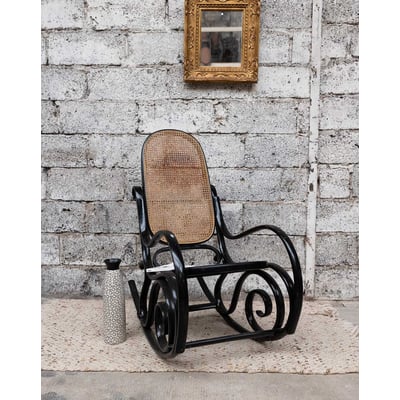 Rocking-chair en cannage Alibert N°92 - Bon état DEBONGOUT