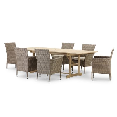 Salon de jardin, 6 chaises, JAVA L. & BOLONIA DEFORA HOME