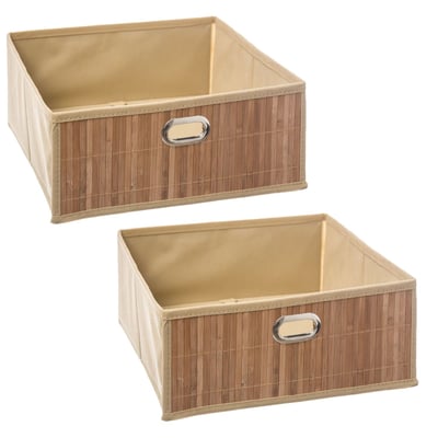 Lot de 2 boîtes de rangement en bambou et tissu MIX'N MODUL TOILINUX