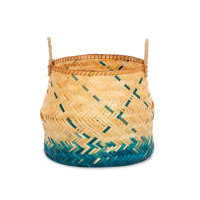 Panier bambou naturel et bleu MAISON AUBERTIN