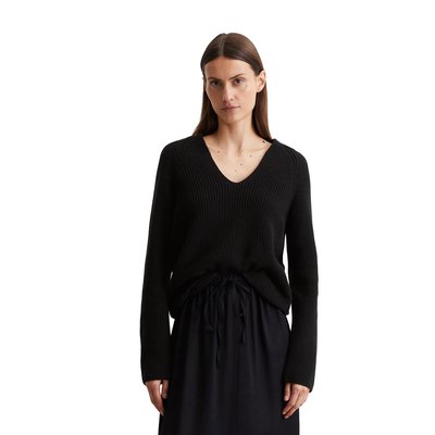 Pull en tricot col V slim en fil de coton doux MARC O'POLO