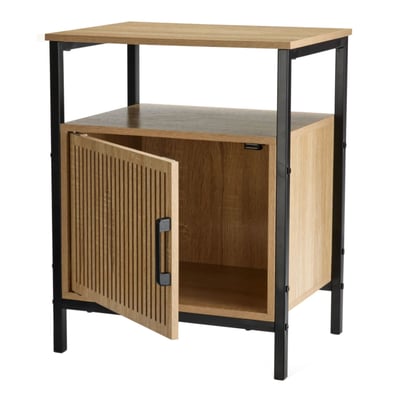 Table de chevet bois et métal noir avec placard 43x33x55cm WADIGA