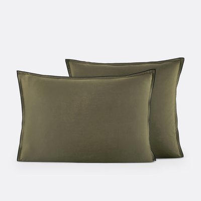 Taie d'oreiller en satin de coton lavé, 118 fils, Victor uni LA REDOUTE INTERIEURS