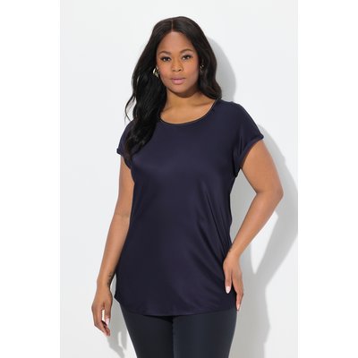 Blouse en satin, col rond et manches courtes ULLA POPKEN