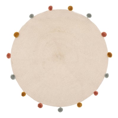 Tapis enfant rond à pompons en coton ARLEQUIN ATMOSPHERA FOR KIDS