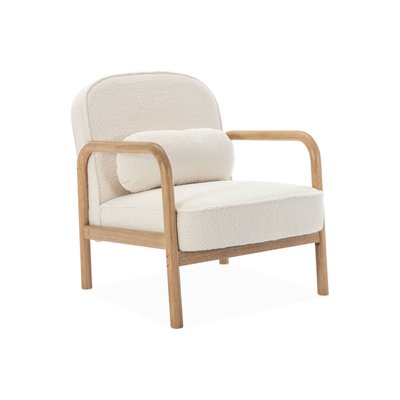 Fauteuil scandinave arrondi bois d'hévéa et bouclette AMÉLIE SWEEEK