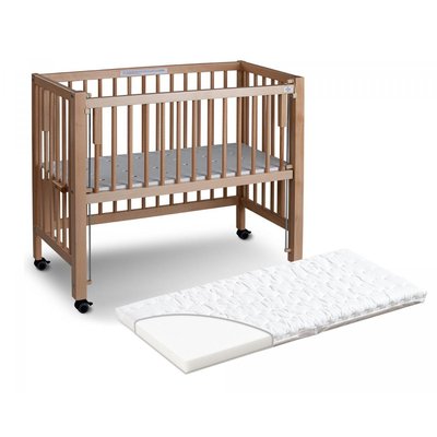Lit bois naturel avec matelas 90x40 TISSI