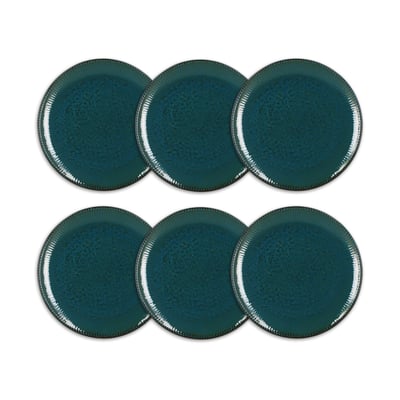 Lot de 6 assiettes plates 27cm en porcelaine, LUNEA OGO LIVING