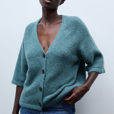 Cardigan manches coudes boutonné contenant de l'alpaga MONOPRIX