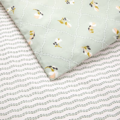 Housse de couette en percale de coton vert, BERGAMOTE DESFORGES