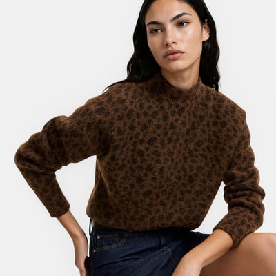 Leopard Print Alpaca/Wool Blend High Neck Jumper LA REDOUTE COLLECTIONS
