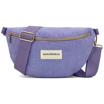 Sac à main bandoulière banane en velours côtelé BLEU CERISE
