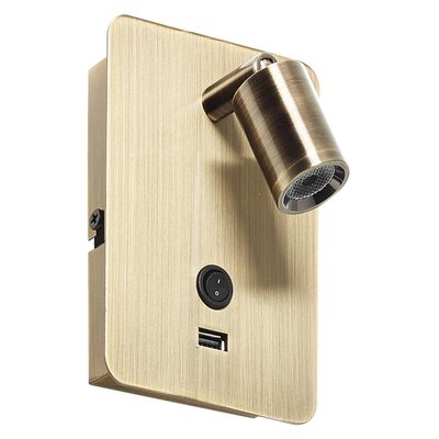 Applique Liseuse Led Laiton Patine Livia Avec Port Usb MILLUMINE