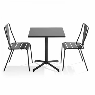 Salon de jardin table inclinable avec 2 chaises, PALAVAS OVIALA