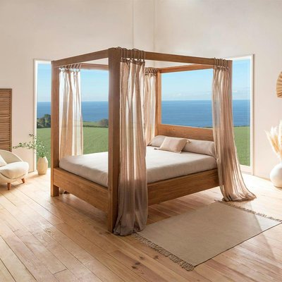 Lit baldaquin cadre 180 cm en bois – style naturel VERBIER PIER IMPORT