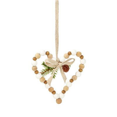 Suspension de noël décorative coeurs en bois marron H14 SIA DECO