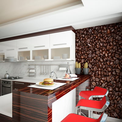 Papier peint intissé panoramique Motifs de cuisine Grains de café EDEN