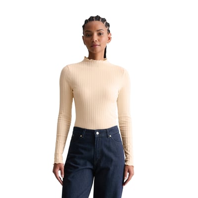 T-shirt long à côtes slim en coton bio mélangé MARC O’POLO DENIM