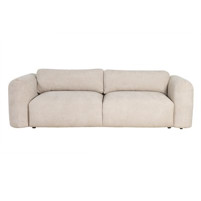 Canapé convertible avec coffre 4 places en tissu velours chenille beige CRUSH MILIBOO