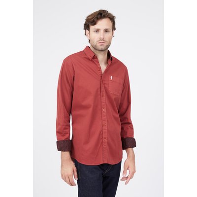 Chemise en jean rouge homme discount