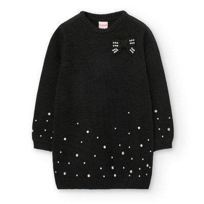Robe en maille avec nœud et pierres décoratives BOBOLI
