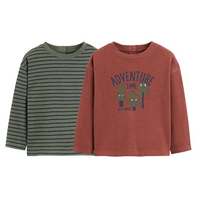Pack of 2 T-Shirts in Cotton with Long Sleeves LA REDOUTE COLLECTIONS