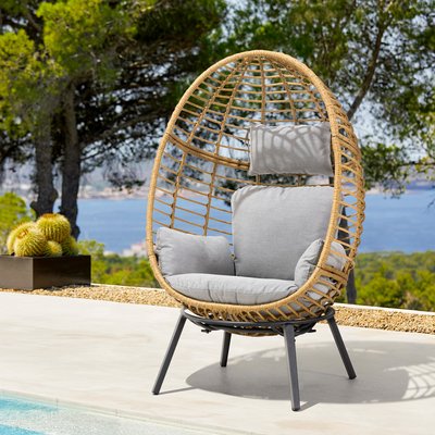 Fauteuil oeuf sur pied, naturel gris AVRIL PARIS