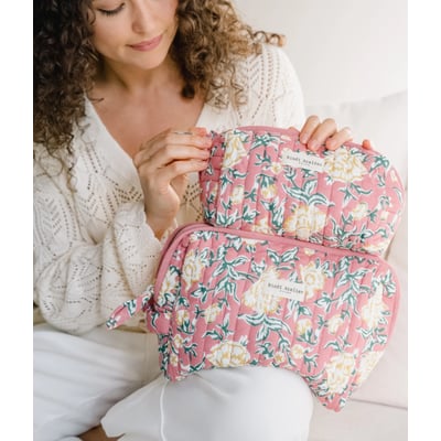 Trousse de toilette en coton - Bouquet du Matin Dahlia BINDI ATELIER