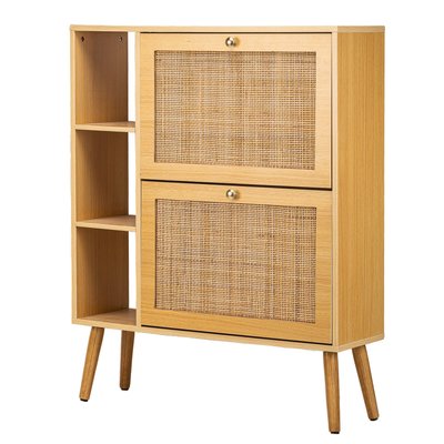 Meuble a chaussures 2 tiroirs, rotin, TOKAI NORDLYS