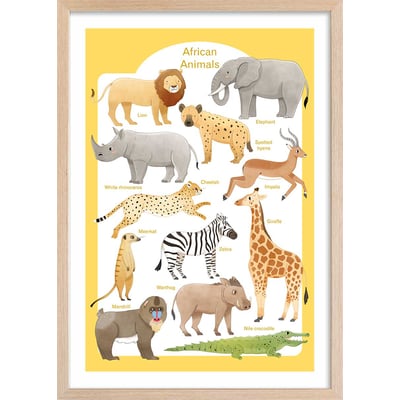 Affiche enfant animaux d'afrique HEXOA