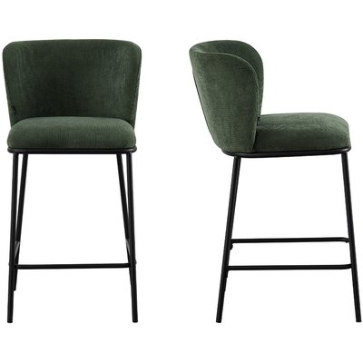 Lot de 2 tabourets de bar en velours côtelé, piètement noir - TOMA HOMIFAB