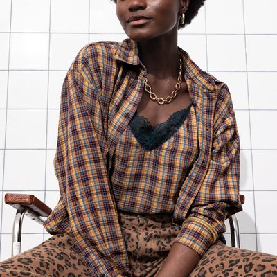 Chemise cropped à carreaux PROMOD