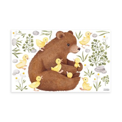 Stickers muraux Ours brun et canetons LUCKY DUCKY LILIPINSO