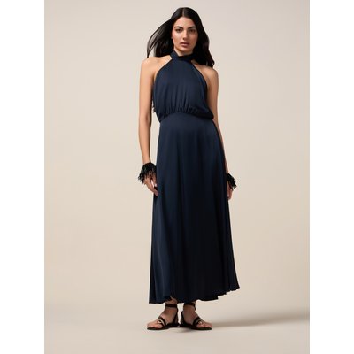 Robe longue à coupe évasée réalisée en satin de viscose OLTRE