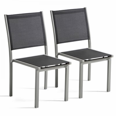 Lot de 2 chaises de jardin aluminium/textilène, AJACCIO OVIALA