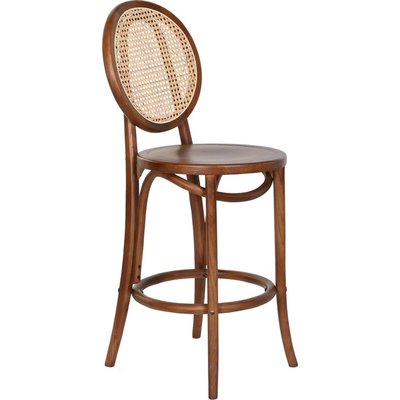 Chaise de bar en bois et rotin, Vintage RECOLLECTION