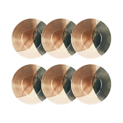 Lot de 6 assiettes creuses en grès 20cm, GAIA NOVASTYL