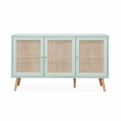 Buffet scandinave décor bois et cannage 3 portes 120cm BOHÈME SWEEEK