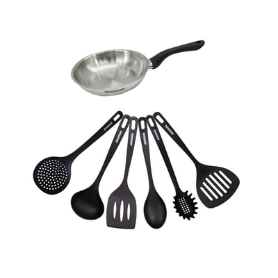 Set poêle 20 cm en inox et 6 ustensiles GENEVA FACKELMANN