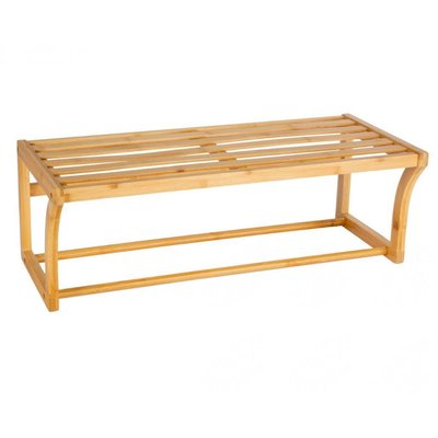 Porte-serviette mural bambou avec étagère - 60x25.5x20.5cm WADIGA