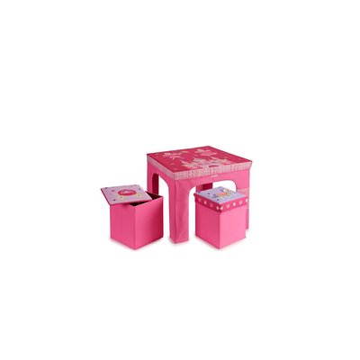 Table + 2 Tabourets Enfant Pliables Princesse Rose WADIGA