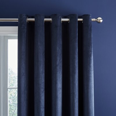 Kingsley Matt Velvet Lined Eyelet Curtains CATHERINE LANSFIELD