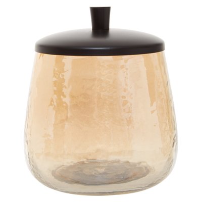 350ml Dimpled Glass Black Effect Canister with Lid SO'HOME