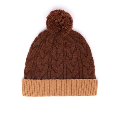 Bonnet Bicolore Avec Pompon en Laine DRAEGER PARIS