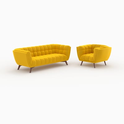 Ensemble canapé et fauteuil en velours - MONA MAISON PAVANE