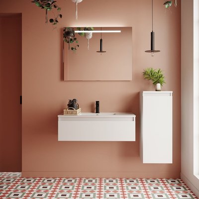 Ensemble vasque intégrée 1 tiroir + colonne à droite - HUDSON HOMIFAB