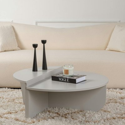 Table basse moderne grise effet laqué - 2 hauteurs MARFA PIER IMPORT