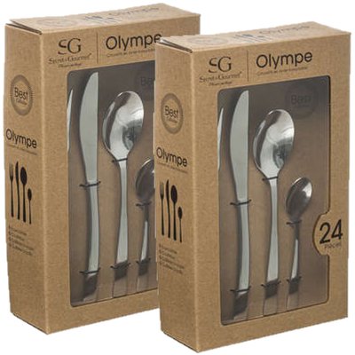 Lot de 2 Ménagères Olympe en Acier Inoxydable - 48 Couverts TOILINUX
