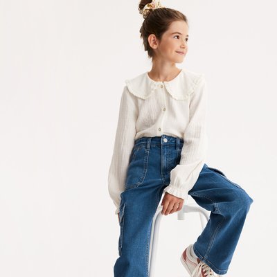 Camicetta con colletto, cotone garzato LA REDOUTE COLLECTIONS